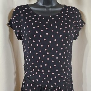 Boden Amelie Jersey Dress Polka Dot Pink US 4R Modest Career Office Work